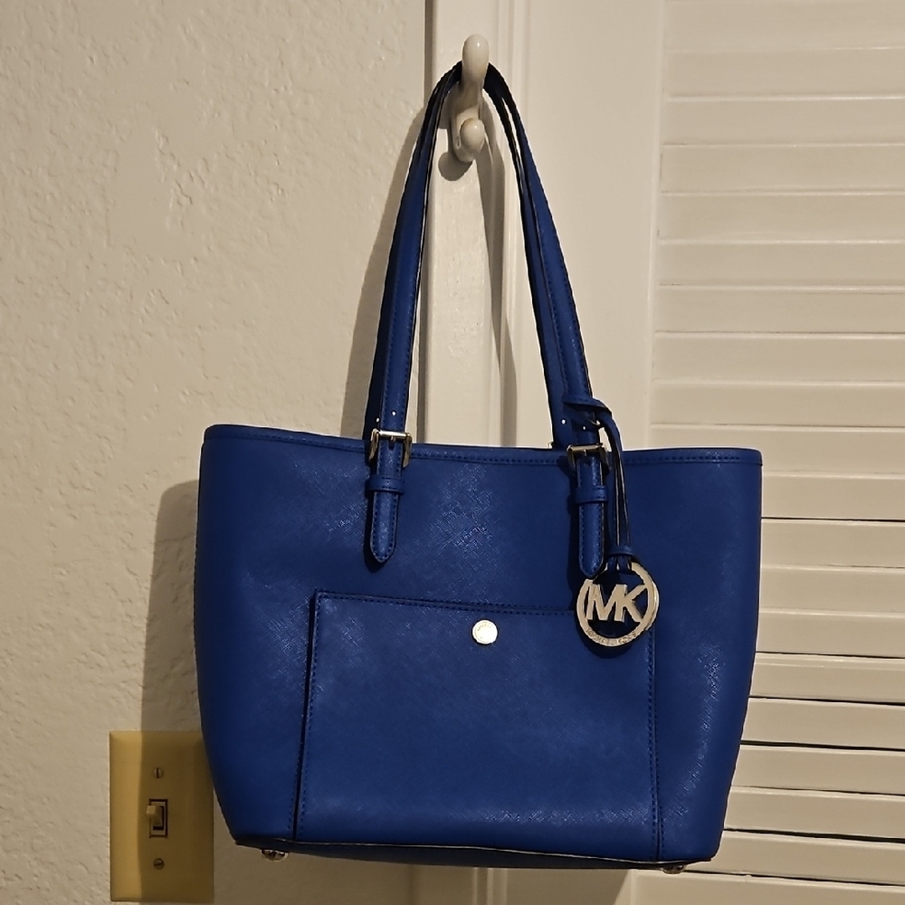 Michael Kors Blue Structured Leather Tote